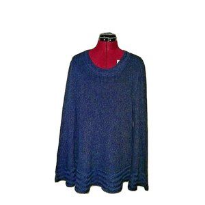 Style & Co. Womens Sweater Size Large Blue Boxy Pullover Textured